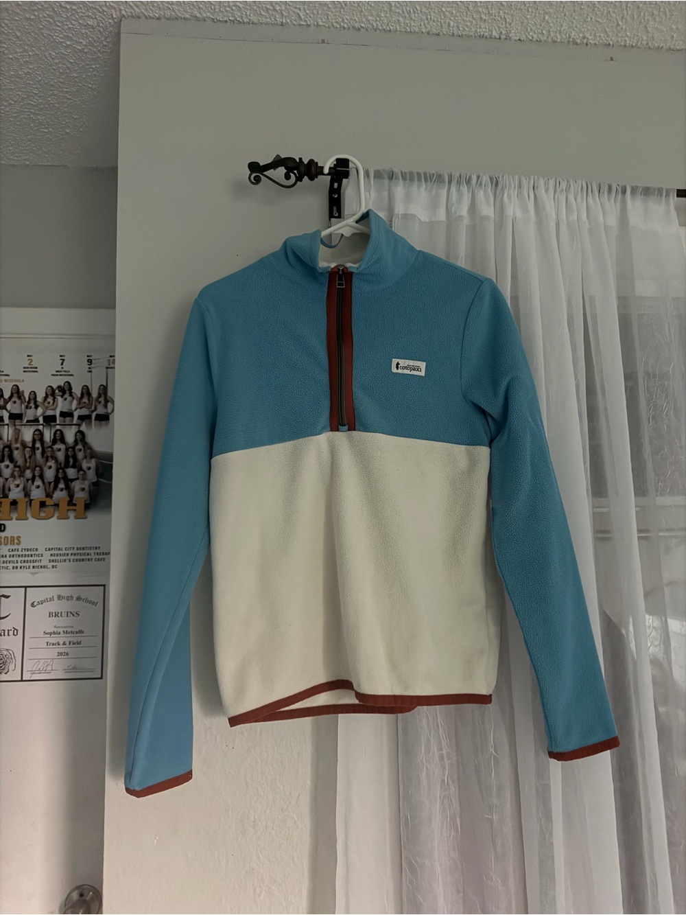 cotopaxi Blue and Cream women’s teca fleece pullover
